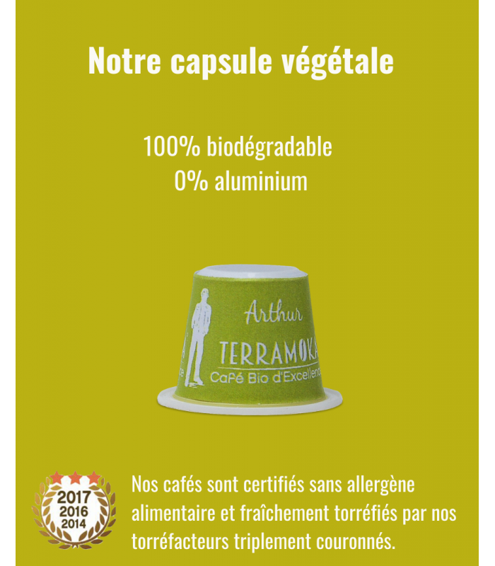 Arthur Café Bio 15 Capsules Biodégradables pour Nespresso®