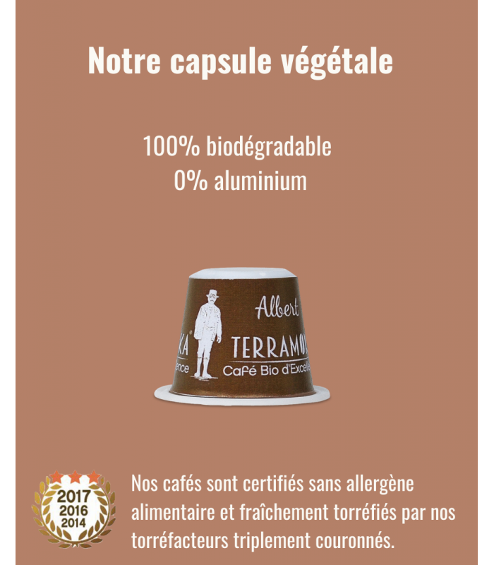 Monsieur Albert Café Bio 15 Capsules Biodégradables pour Nespresso®